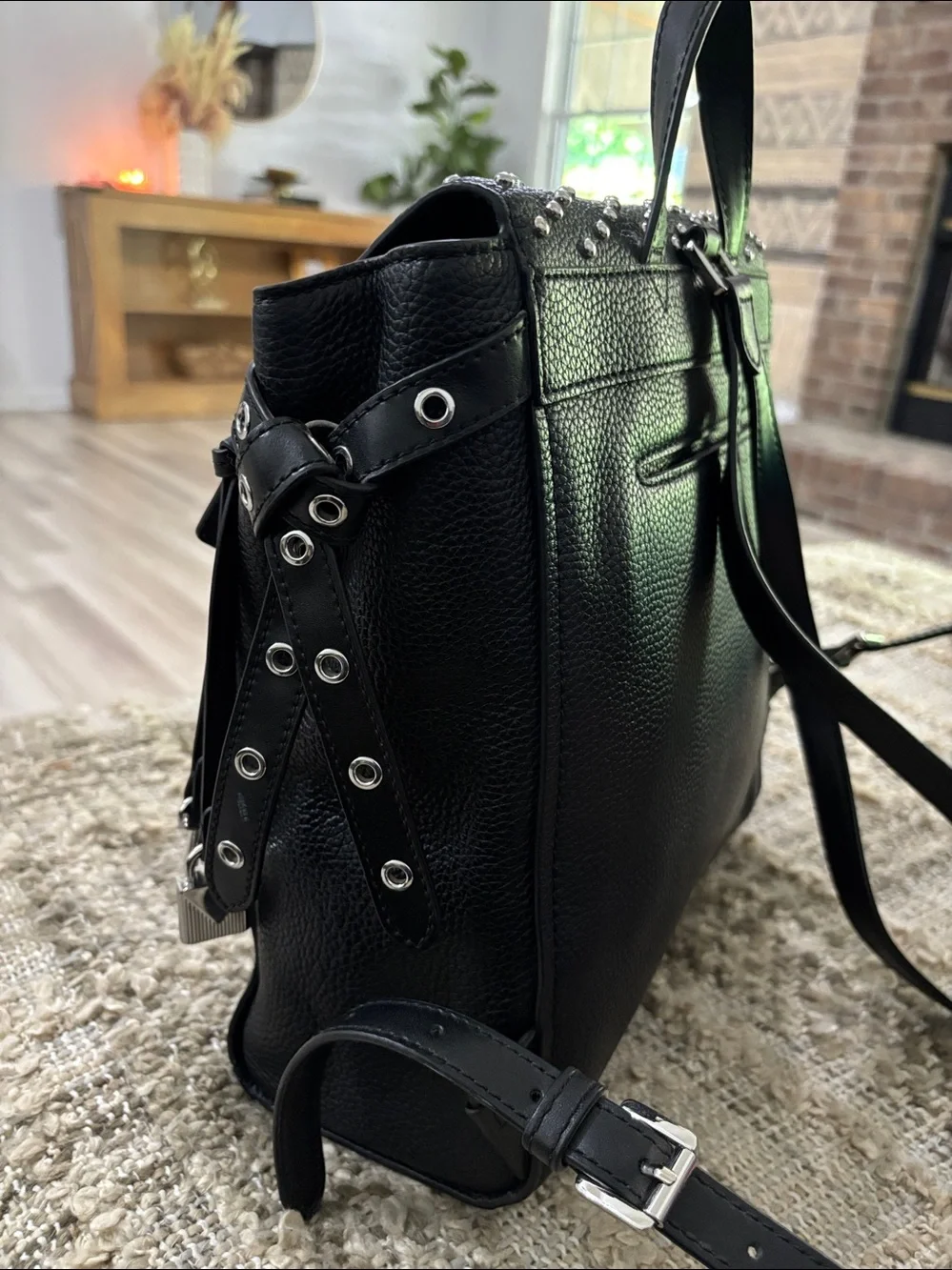 Michael‎ Kors Bristol Medium Studded Leather Black Backpack